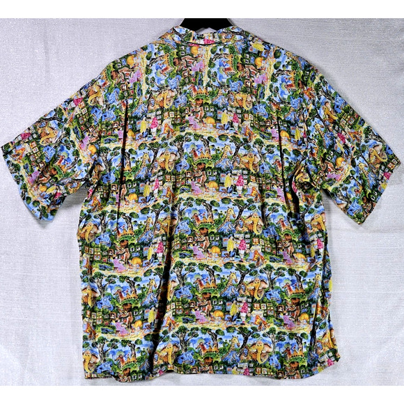 Reyn Spooner Guy Buffet Hawaiian Shirt Artists At The Zoo Size Large Vintage - Picture 9 of 9